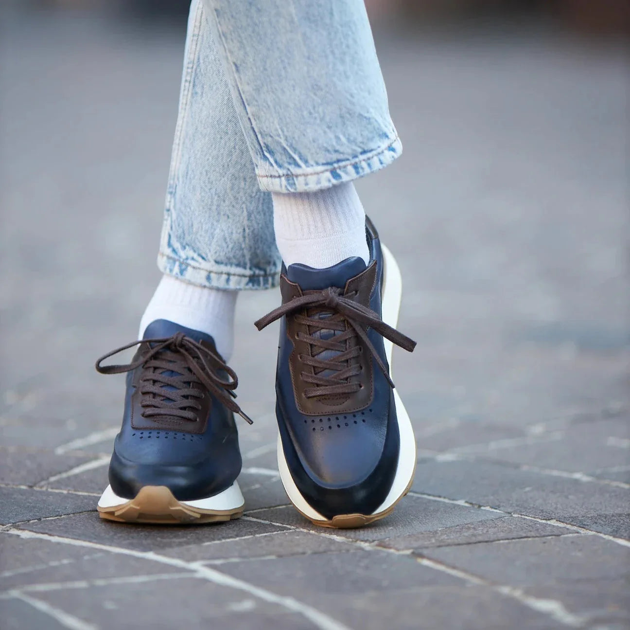 Blue Calf Leather Runners