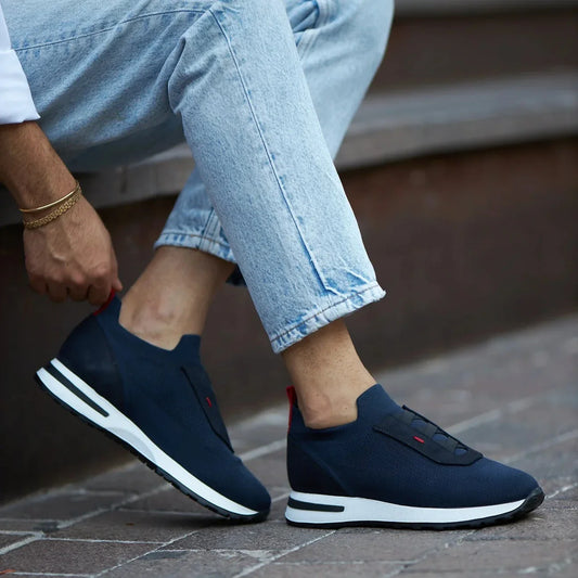 Blue Knitted Casual Runners