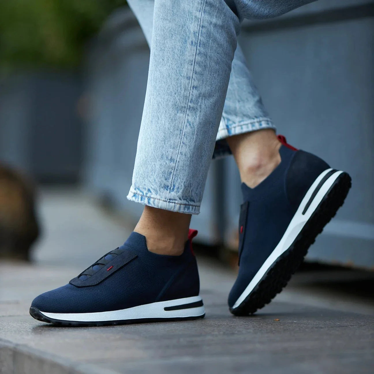 Blue Knitted Casual Runners