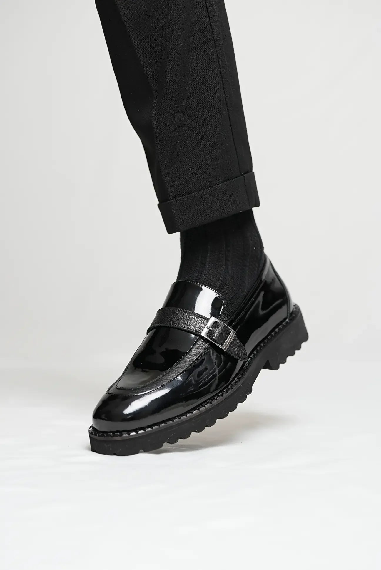 Patent Single Monk Strap
