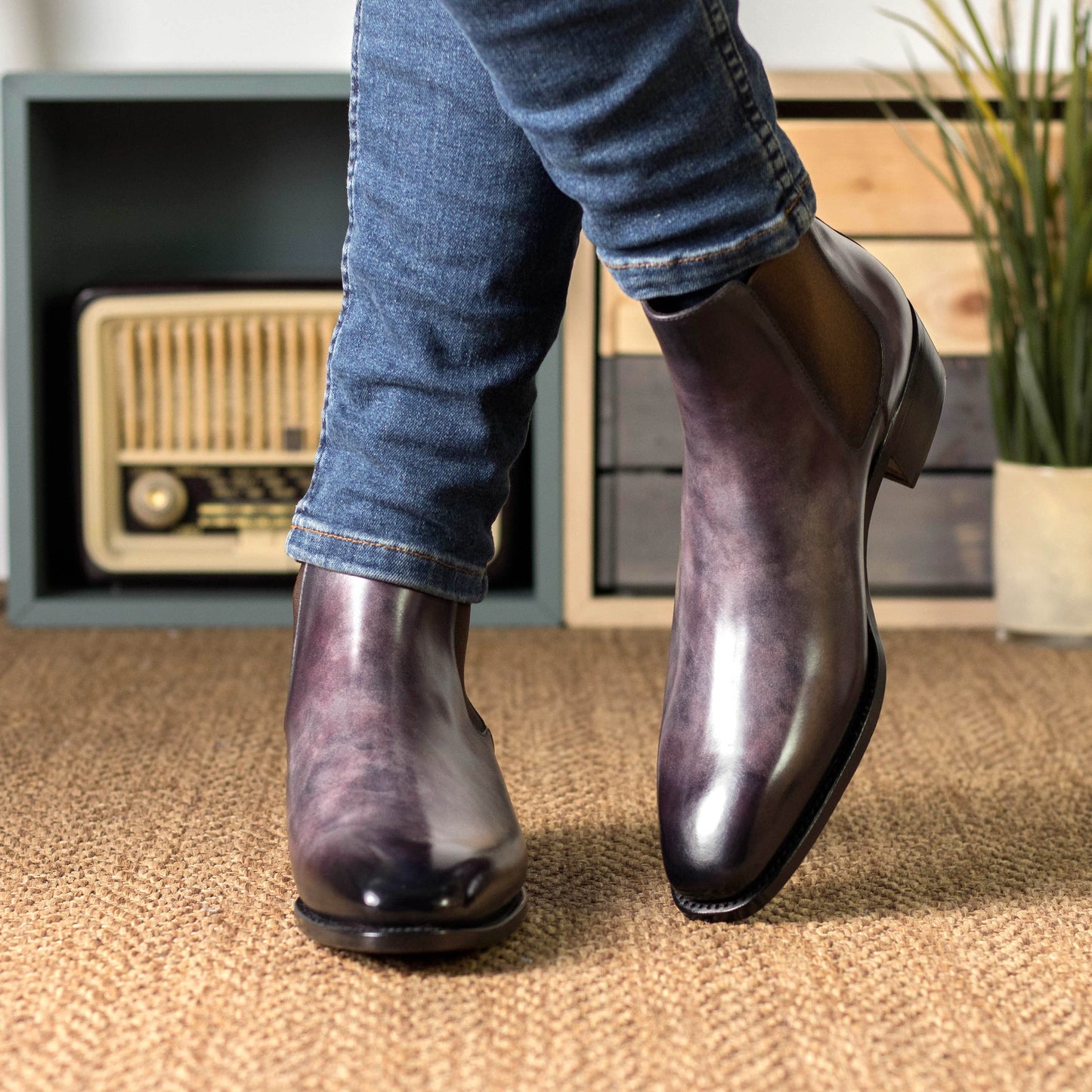 Aubergine Patina Chelsea Boots