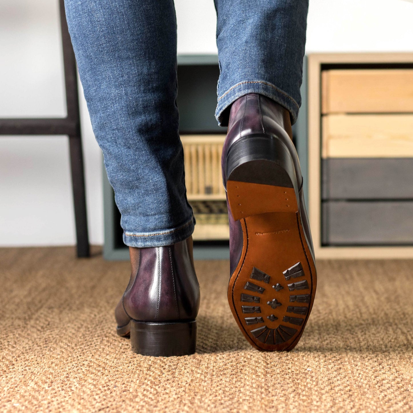 Aubergine Patina Chelsea Boots