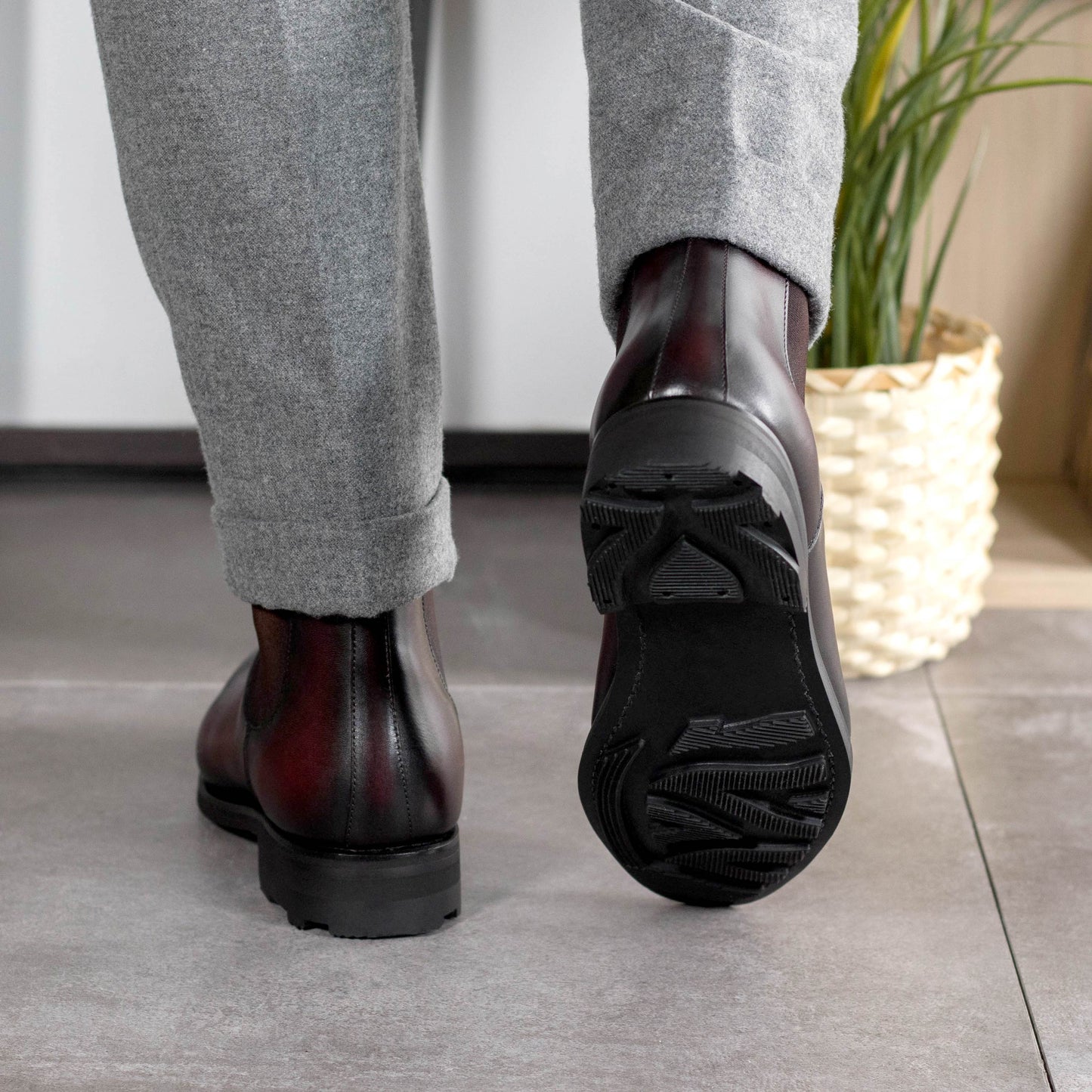 Burgundy Box Calf Chelsea Boots