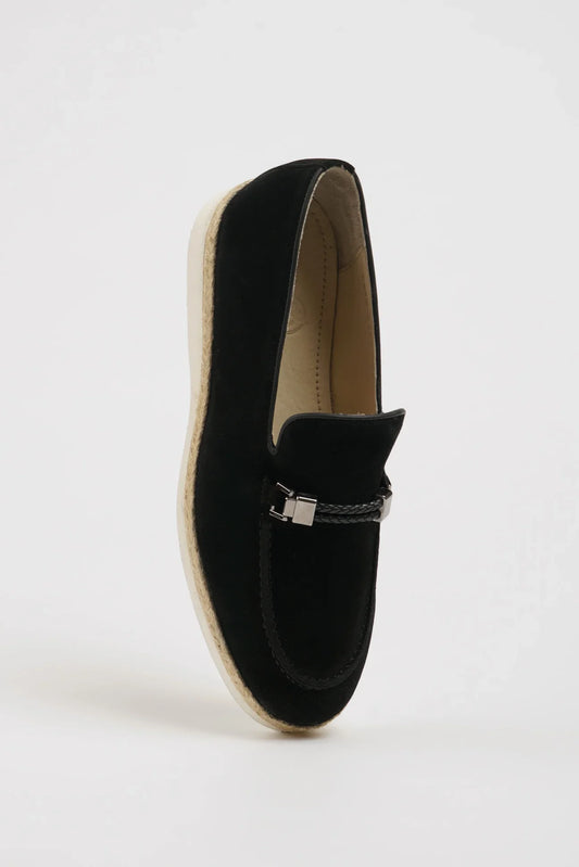 Black Suede Slip on Loafers