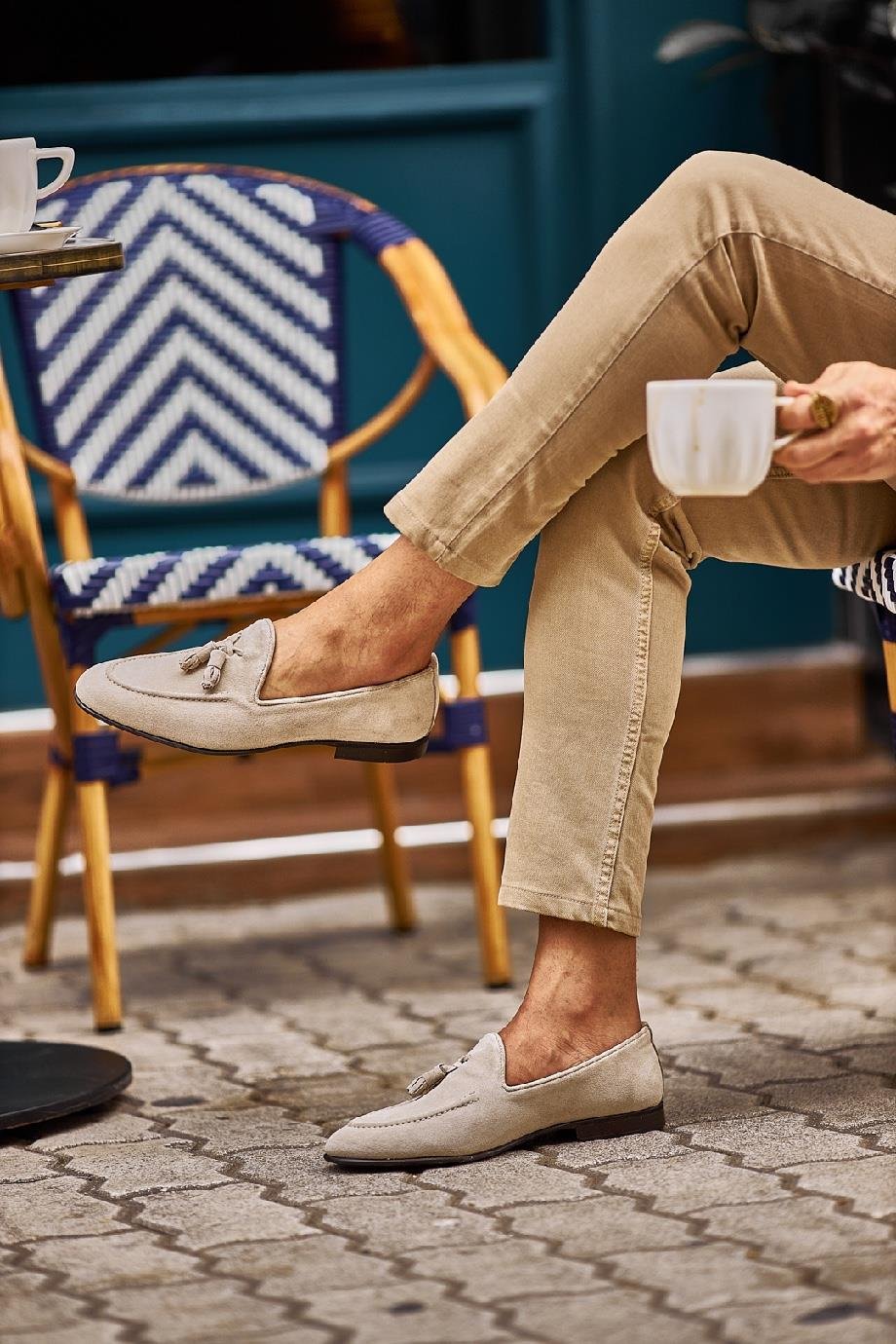 Beige Suede Tassel Loafer