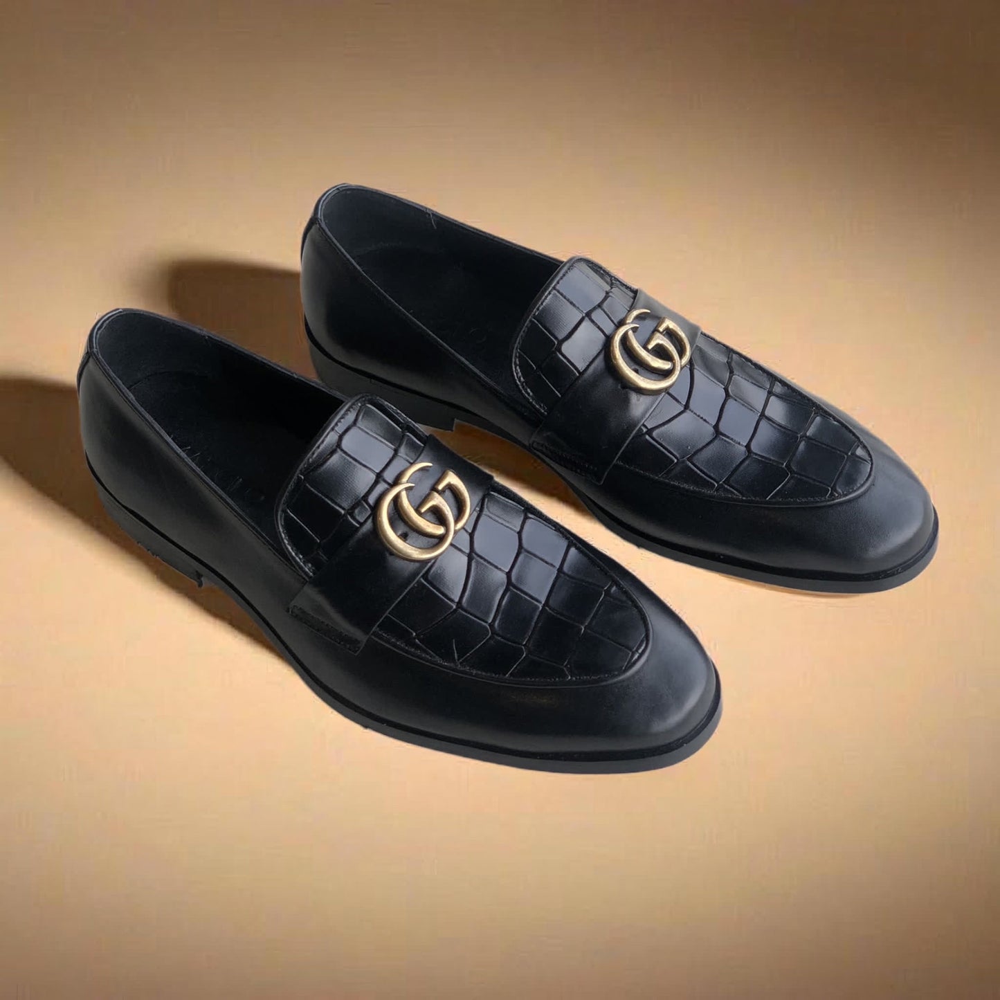 Black Vamp Croc Loafer-AL53