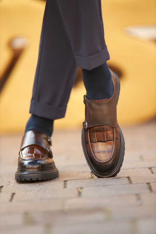Brown Croc Double Monk