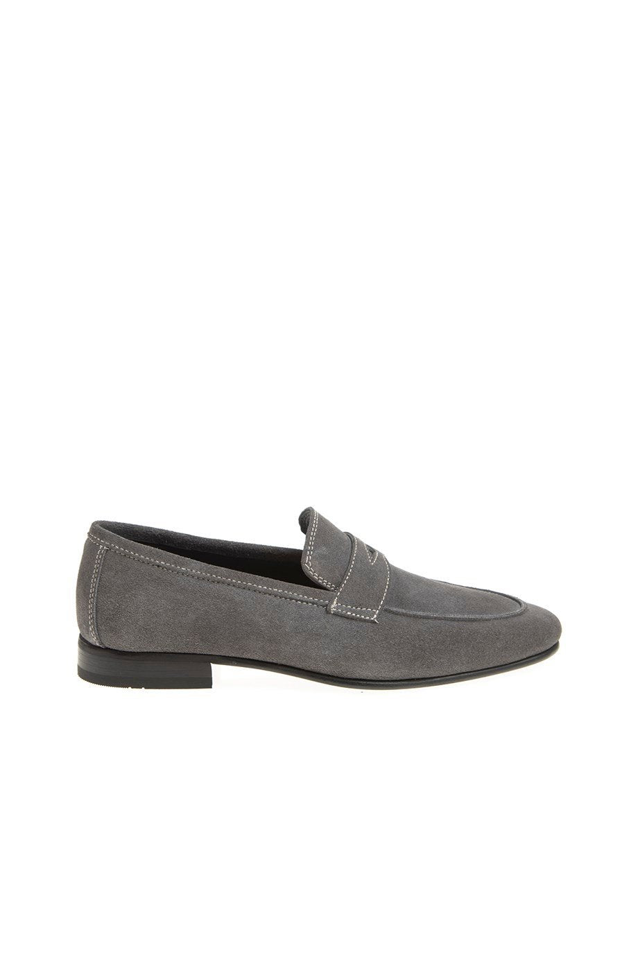Grey Suede Penny Loafer