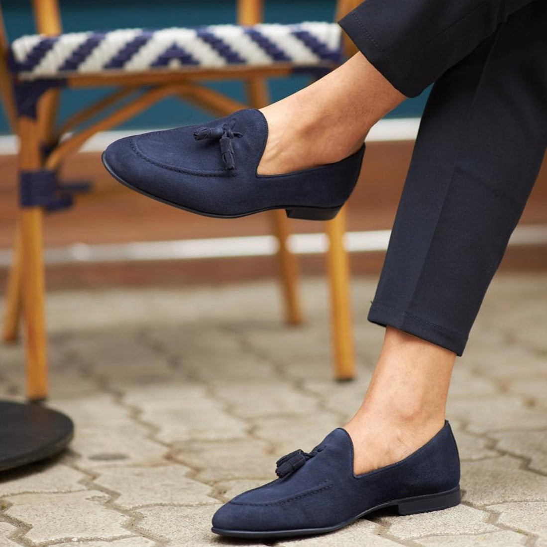 Blue Suede Tassel Loafer