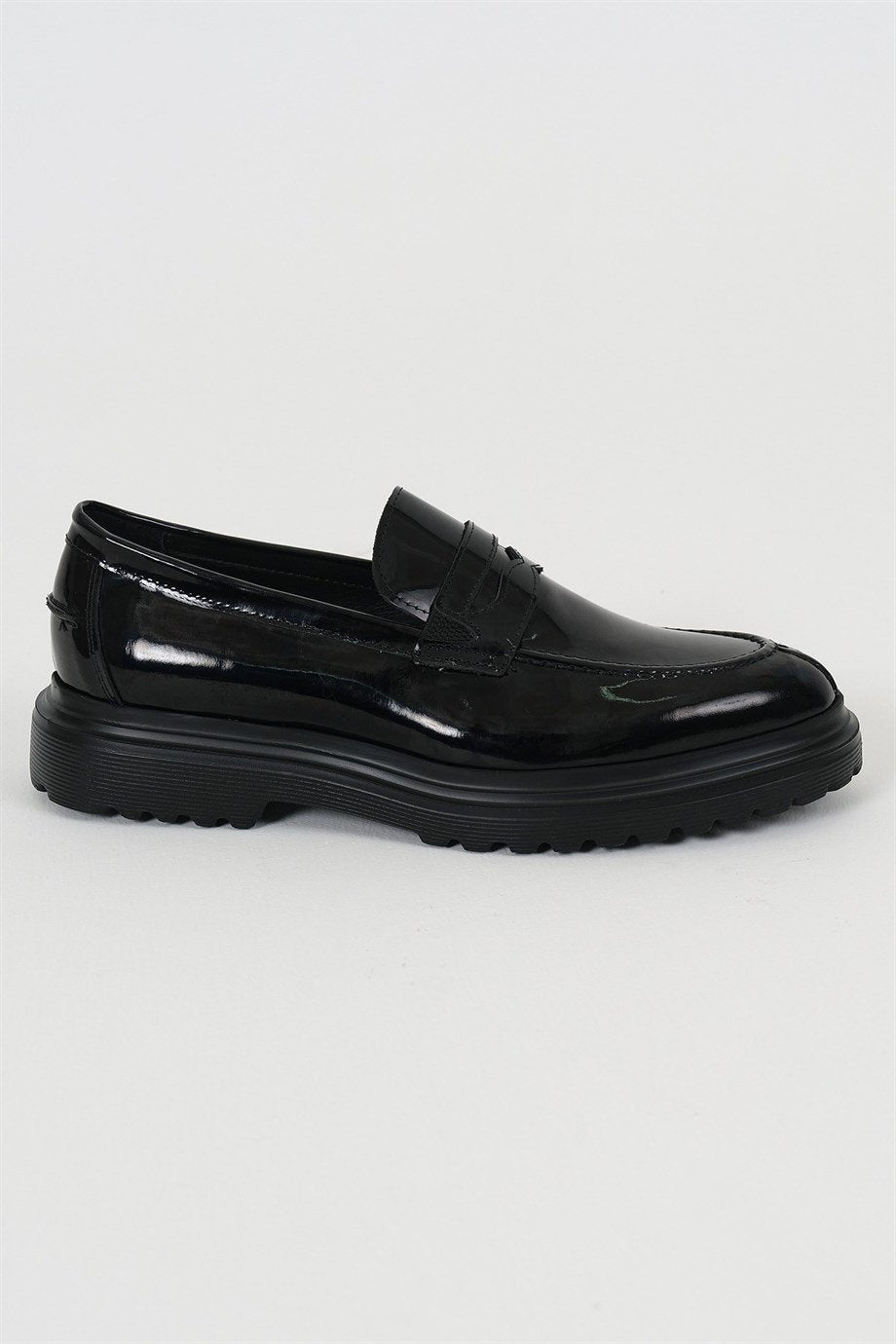 Black Patent High Sole Loafer