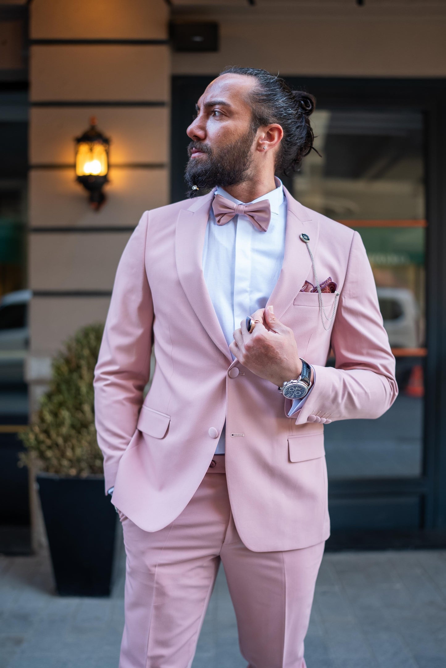 Pink Groom Slim Fit Suits