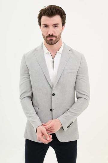 Plain Slim Fit Mono Collar Men's Jacket