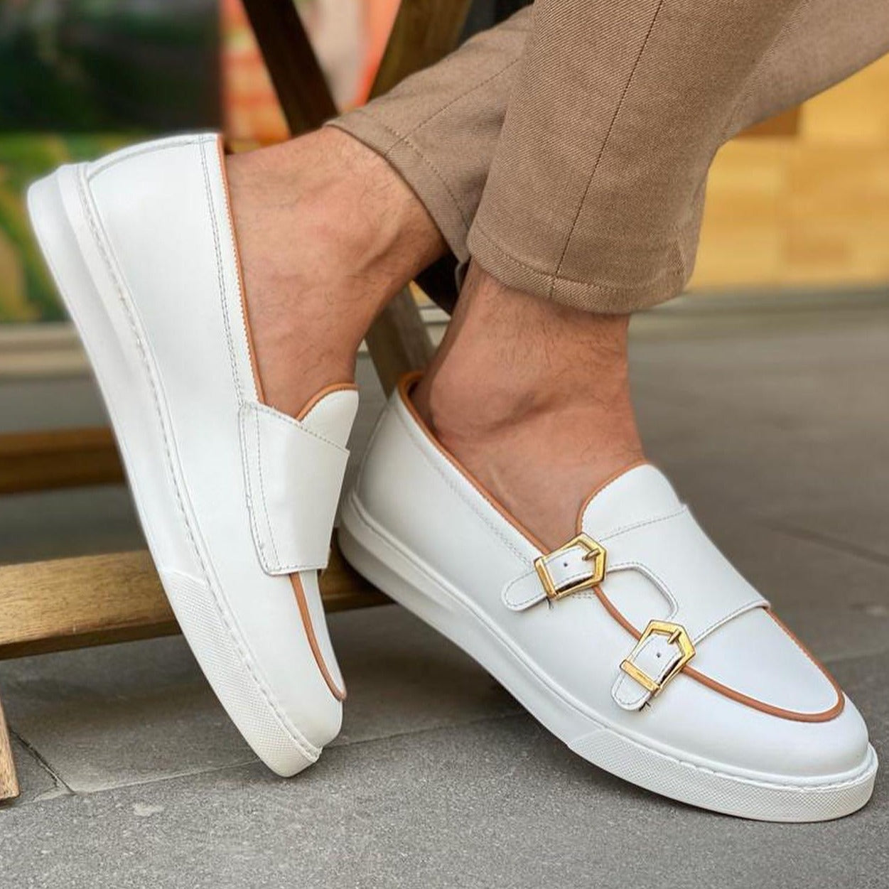 White Casual Monk Strap Eva Sole Shoes