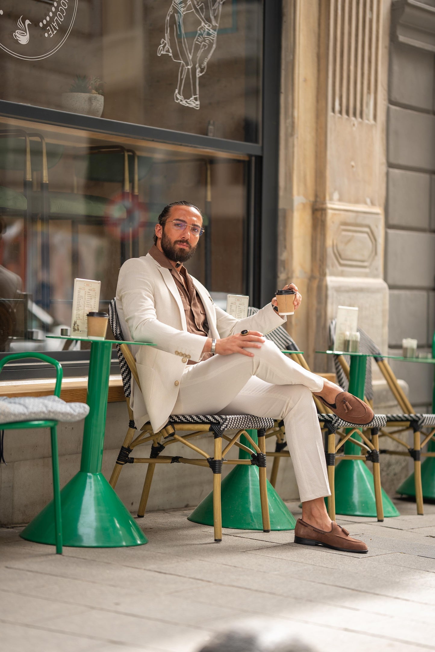 Beige Slim Fit Suit