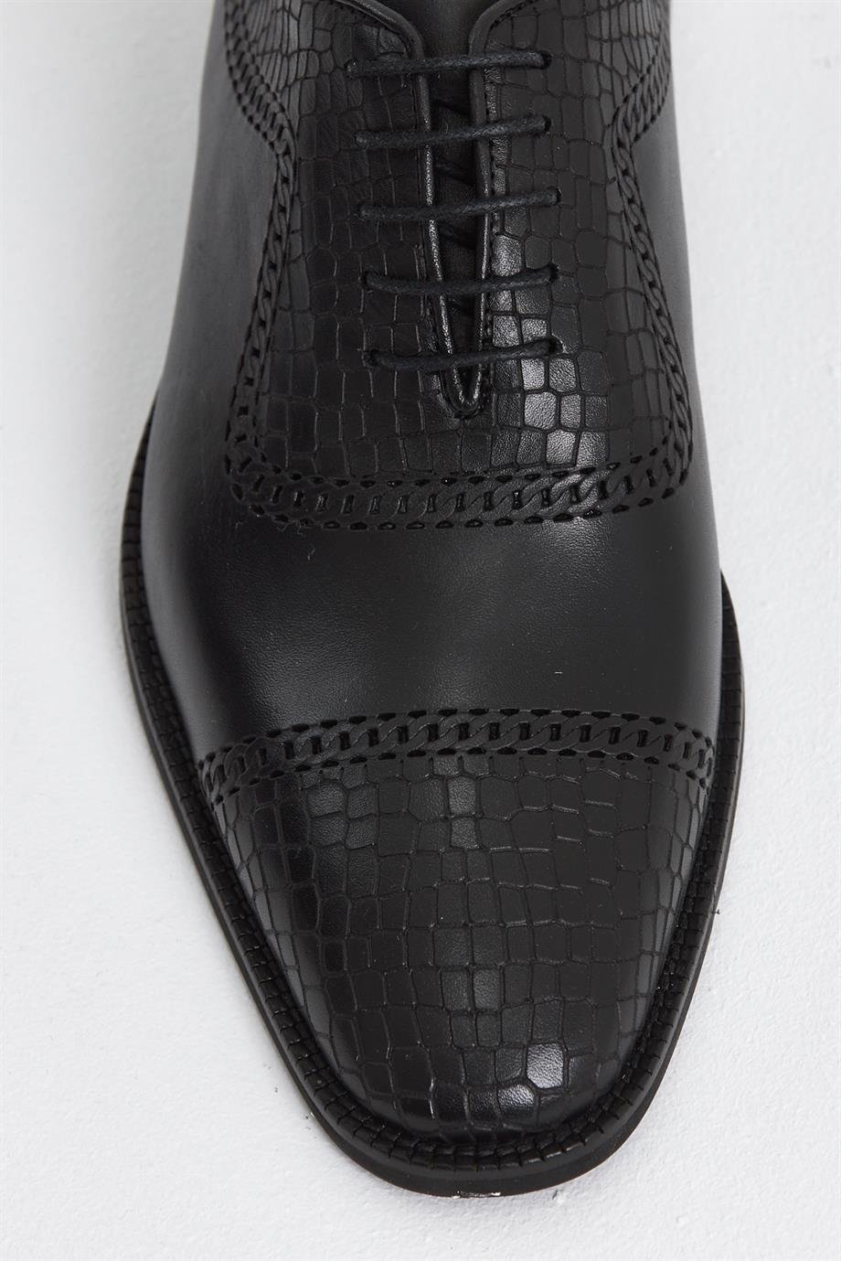 Black Printed Leather Laces