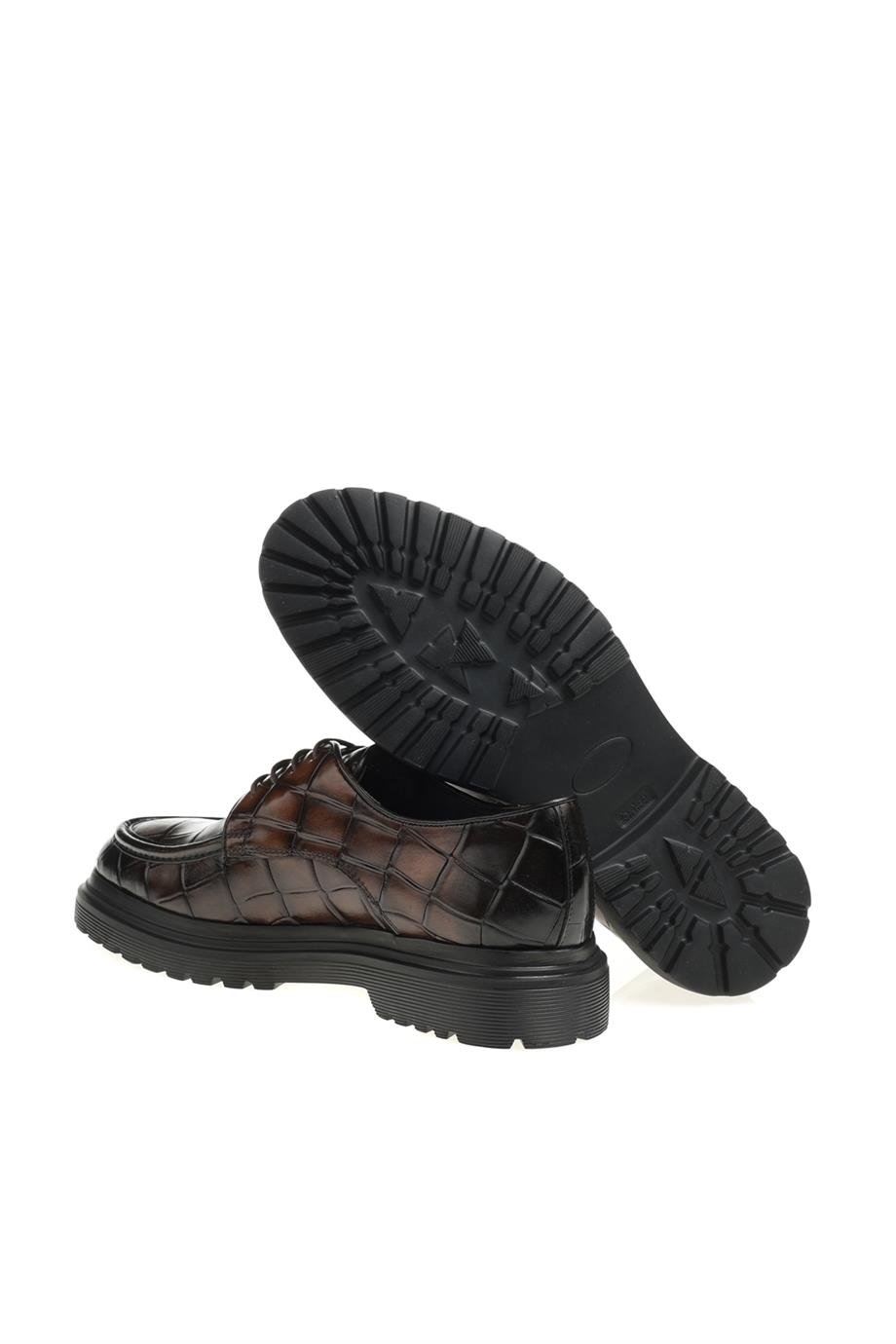 Brown Croc Derby Chunky