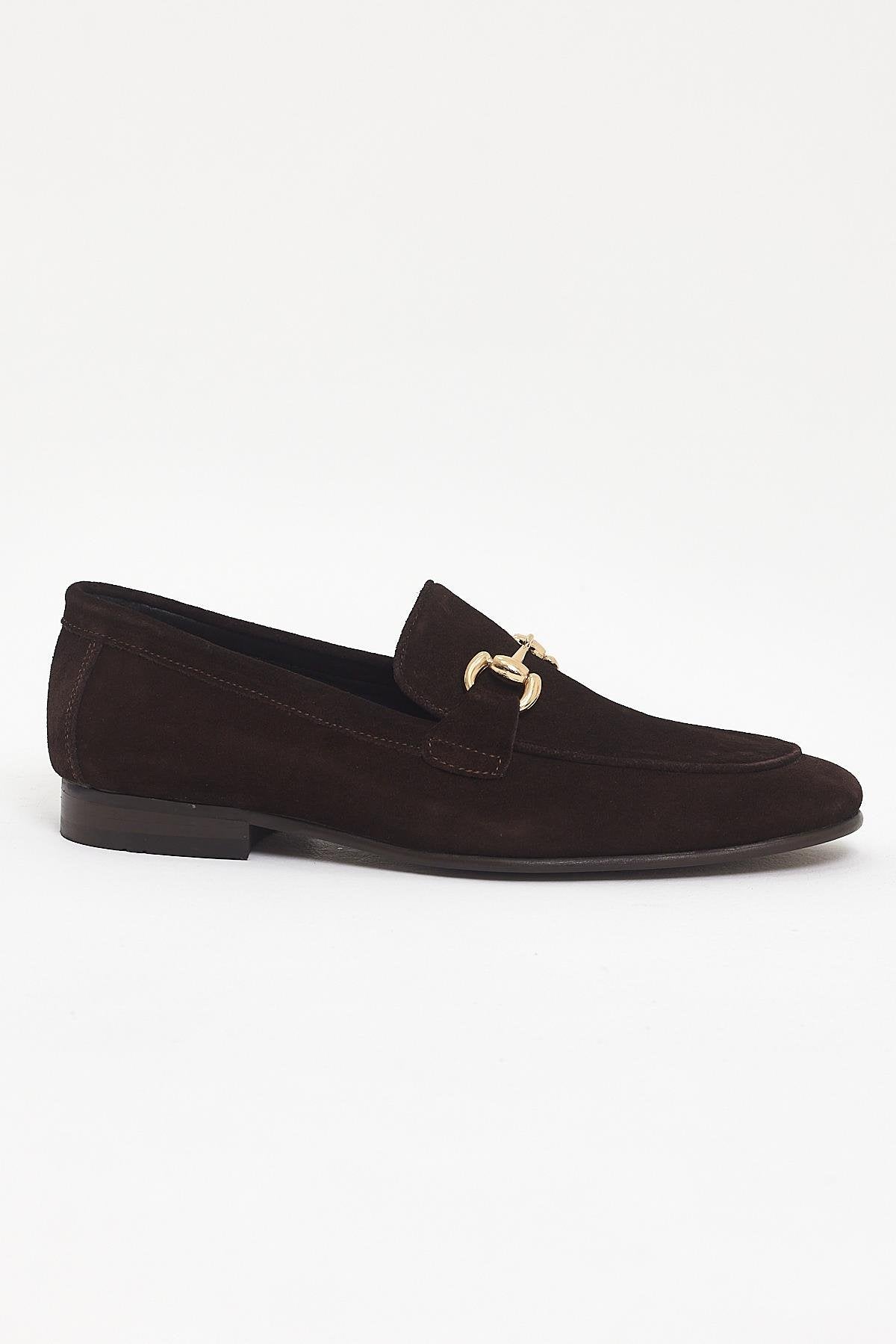 Brown Suede Buckle Loafer