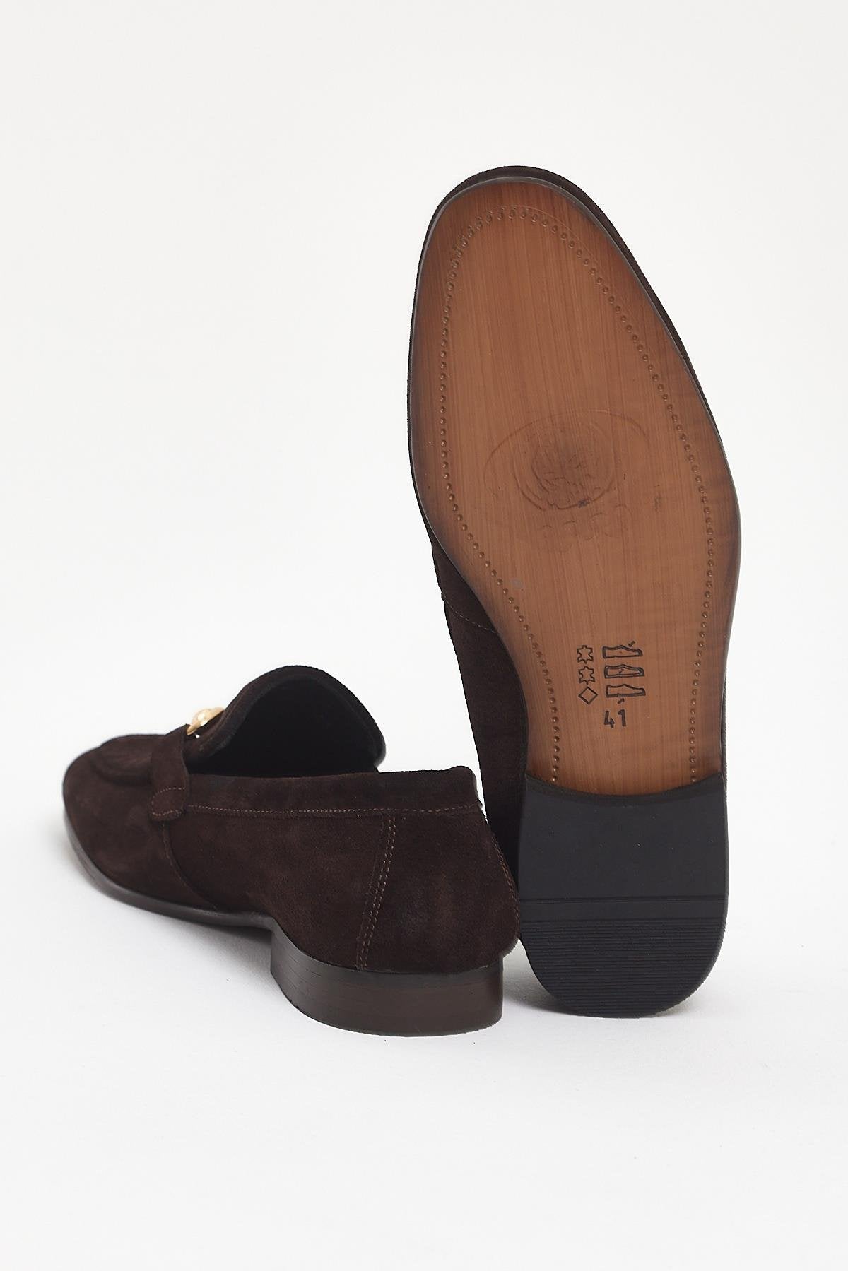 Brown Suede Buckle Loafer