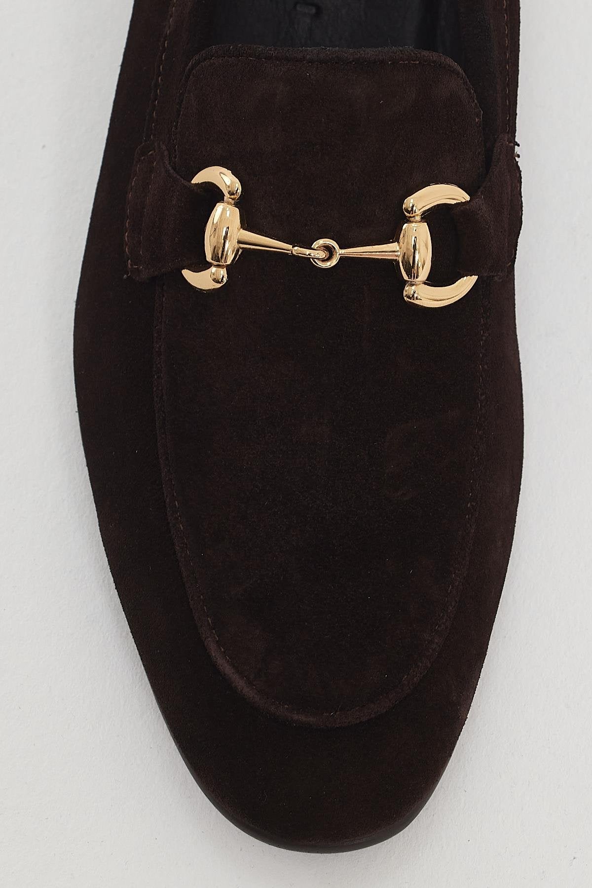 Brown Suede Buckle Loafer