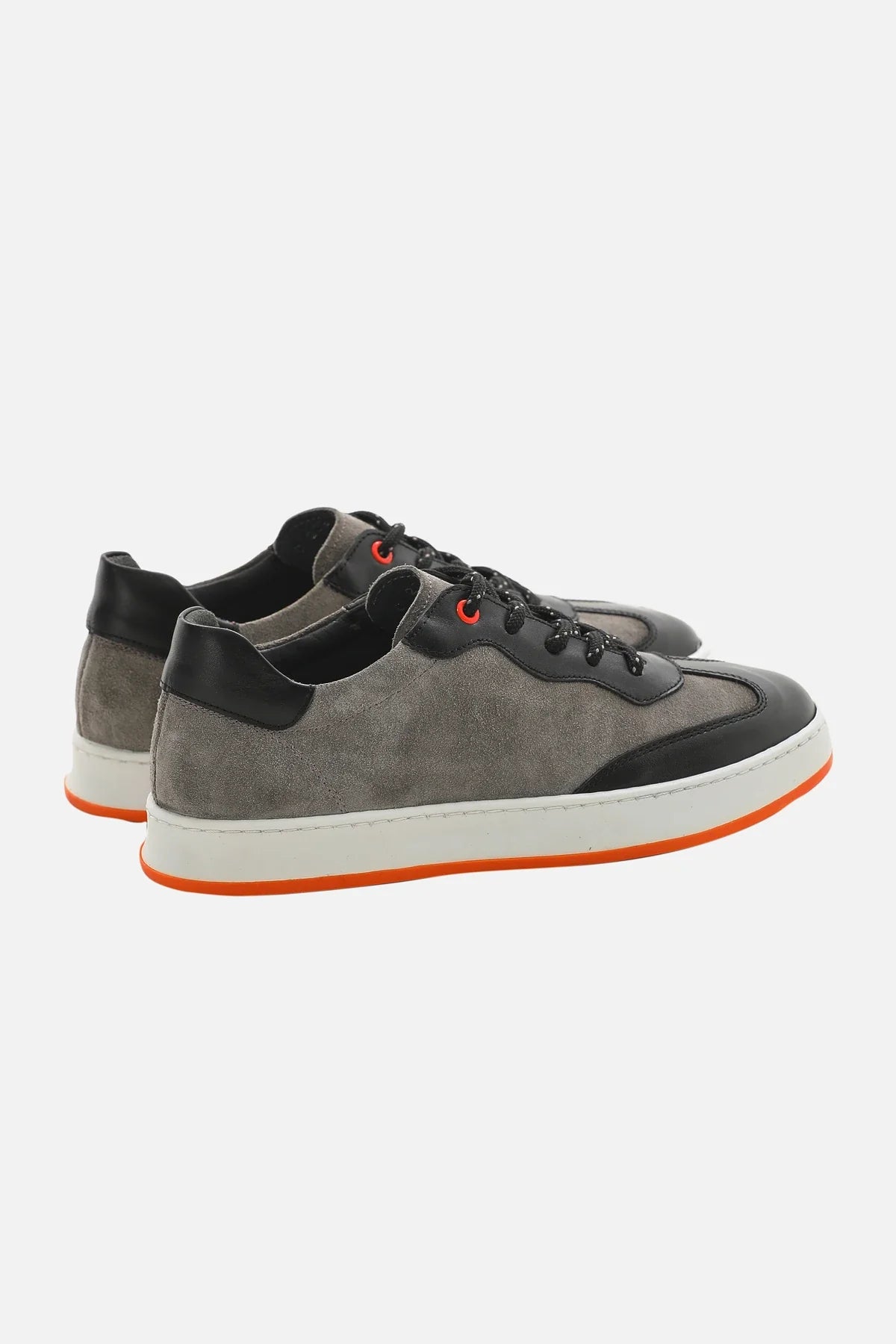 Grey Calf And Black Suede Sneakers