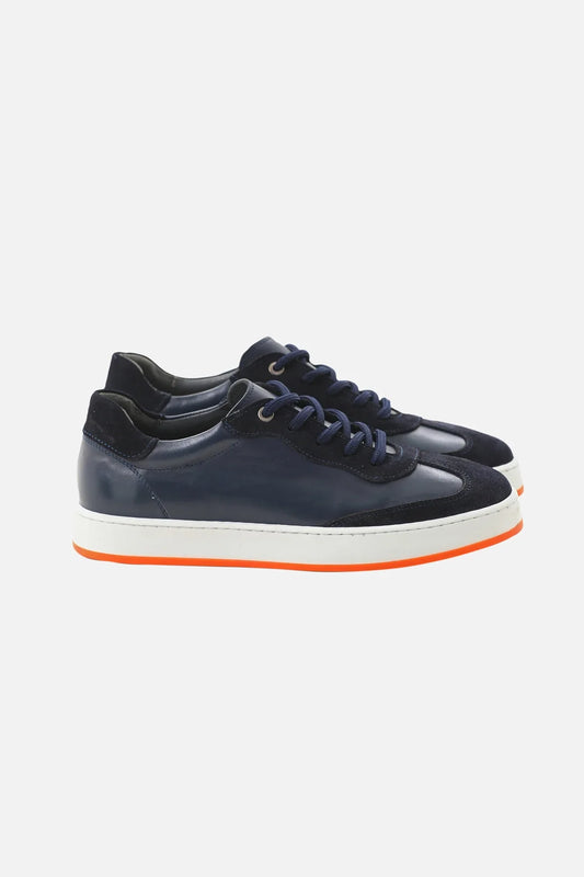 Blue Calf And Suede Sneakers