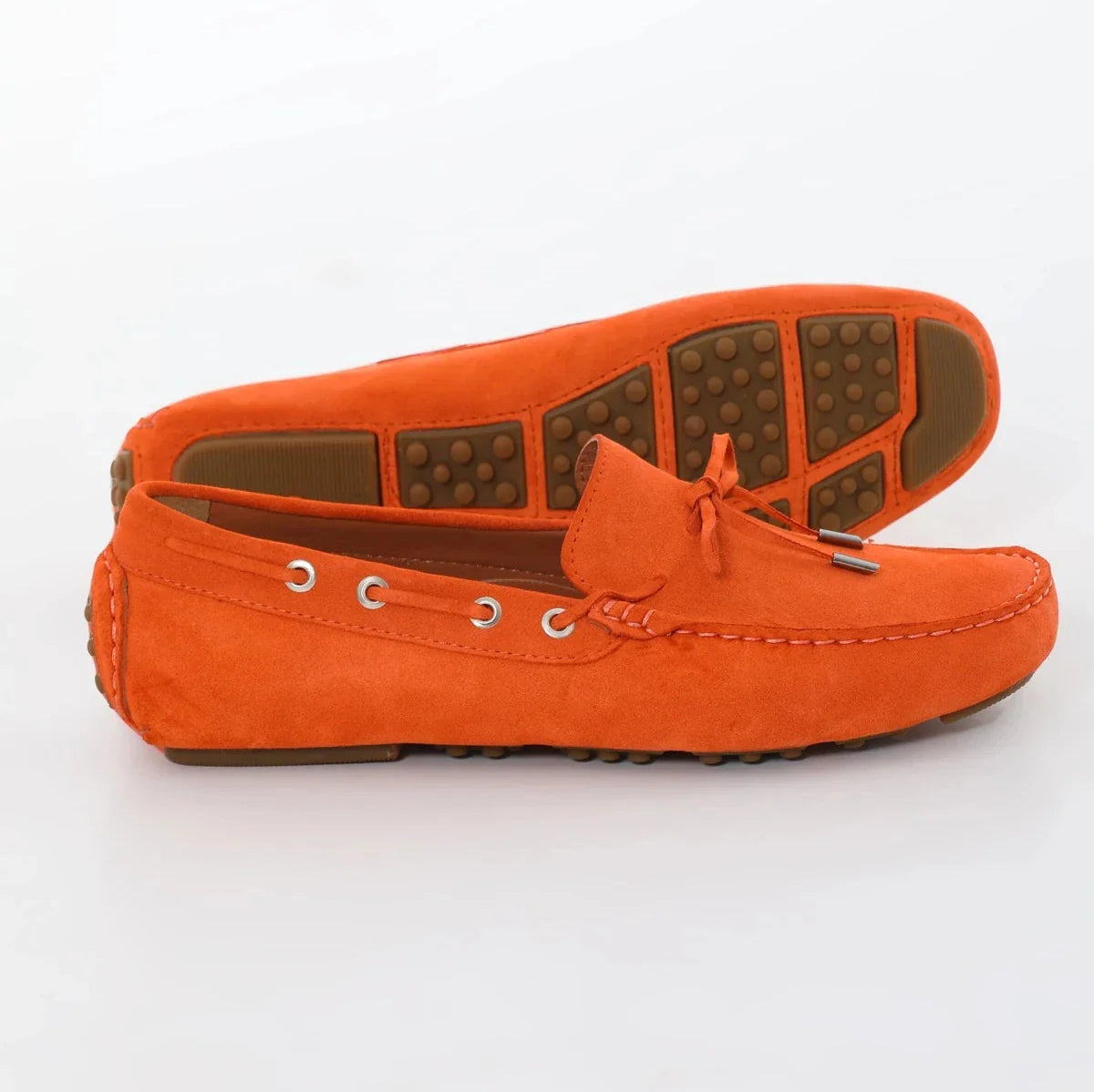 Orange Suede Driving Loafers