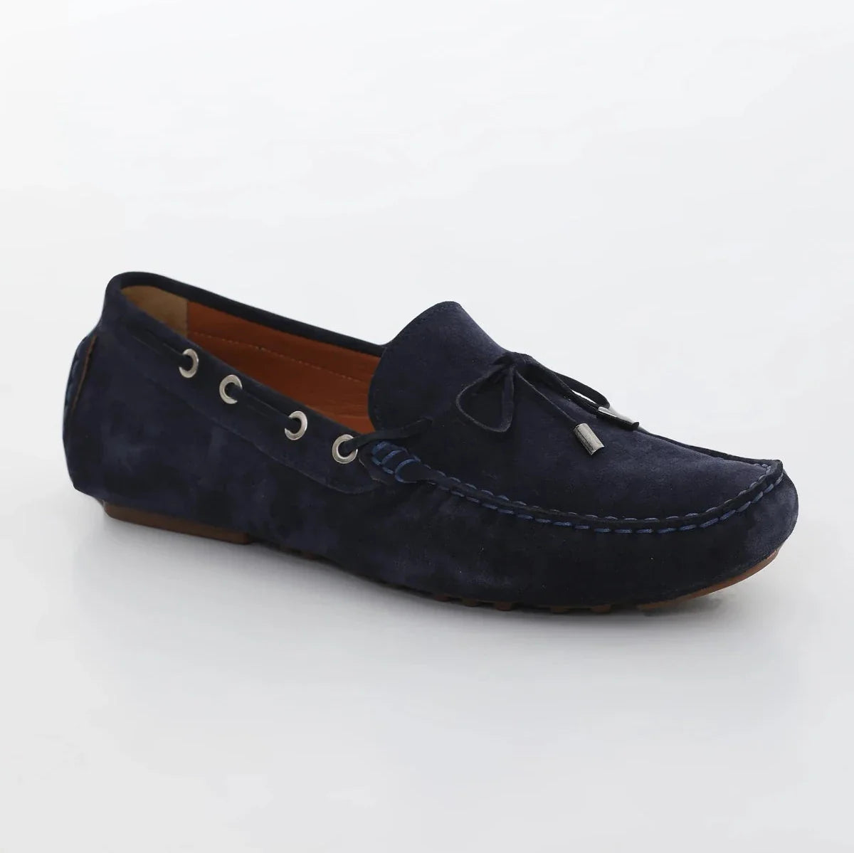 Navy Blue Suede Driving Loafers