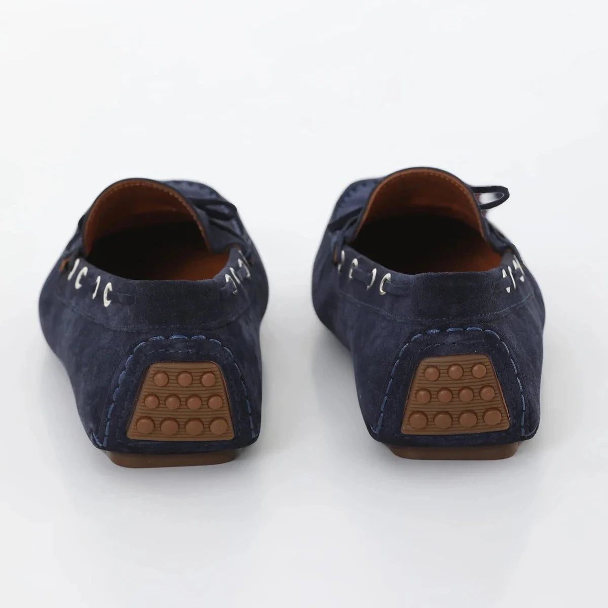 Navy Blue Suede Driving Loafers