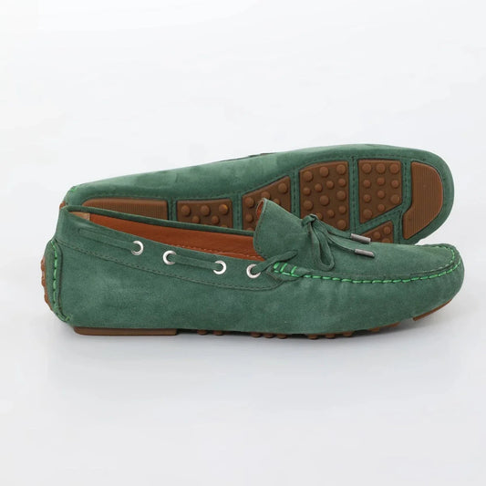 Olive Green Suede Driving Loafers