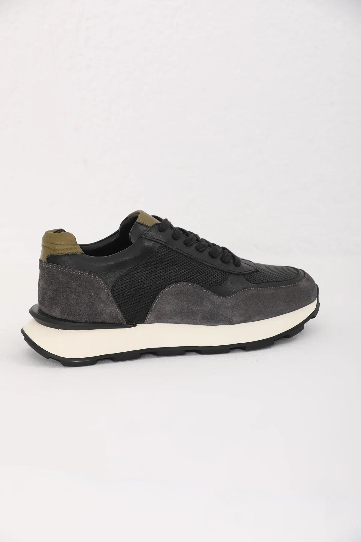 Grey And Black Suede Runners F-500