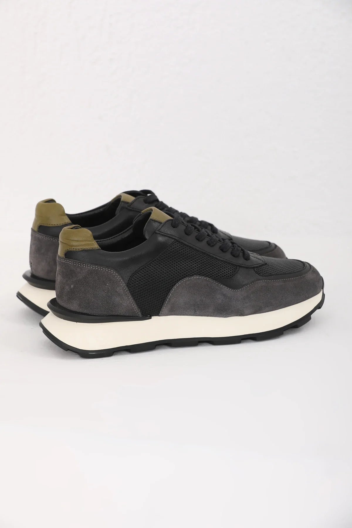 Grey And Black Suede Runners F-500