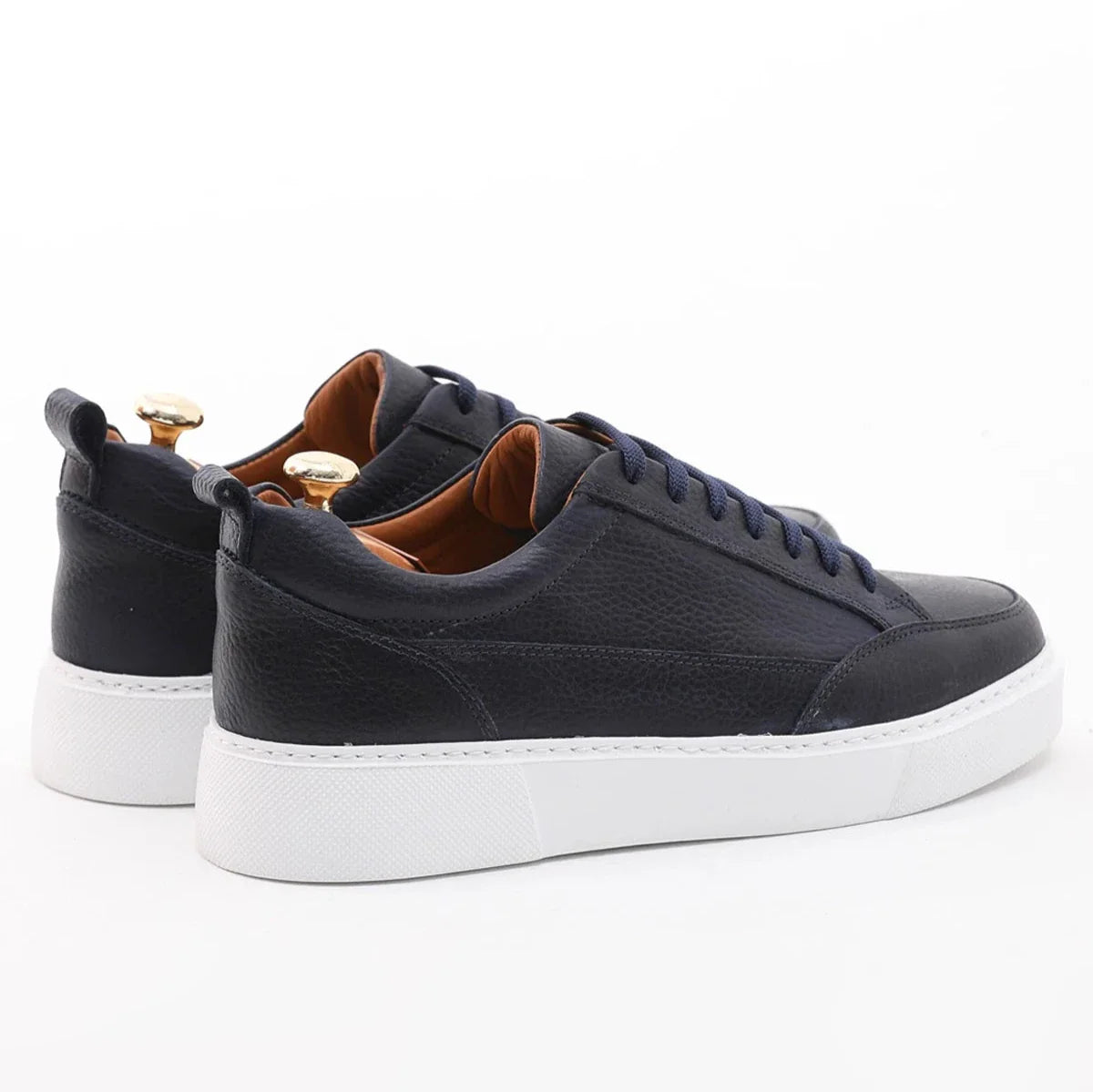 Blue Milled Leather Sneakers