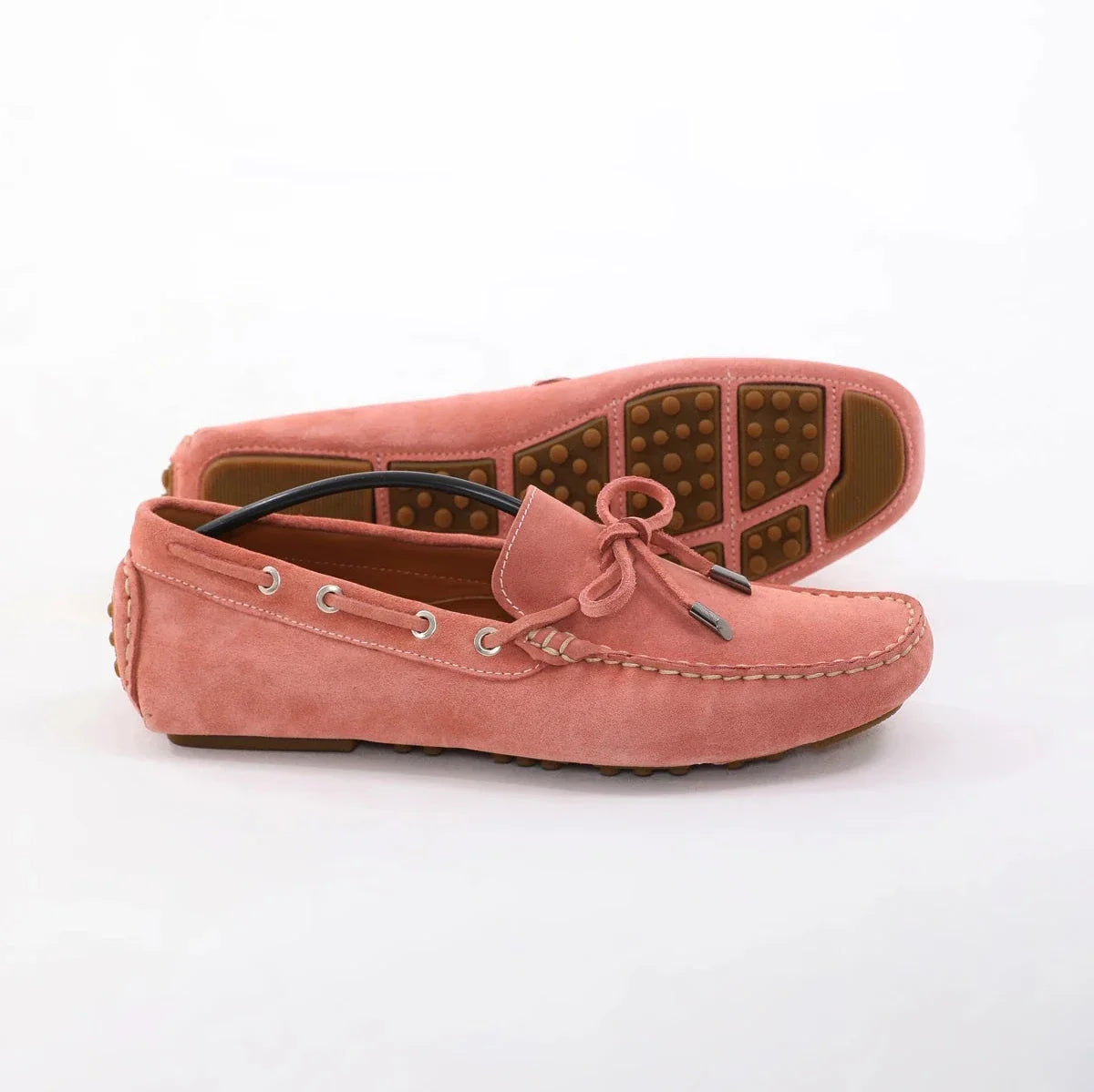 Light Pink Suede Driving Loafers