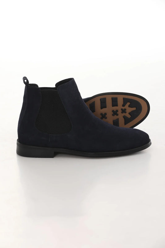 Navy Blue Suede Chelsea Boots FB-0336