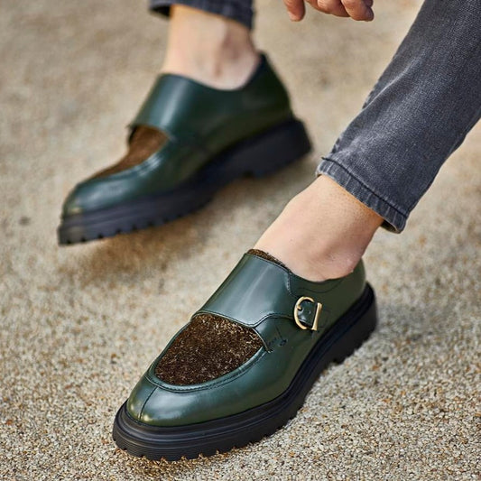 Khaki Calf Single Monk Chunky