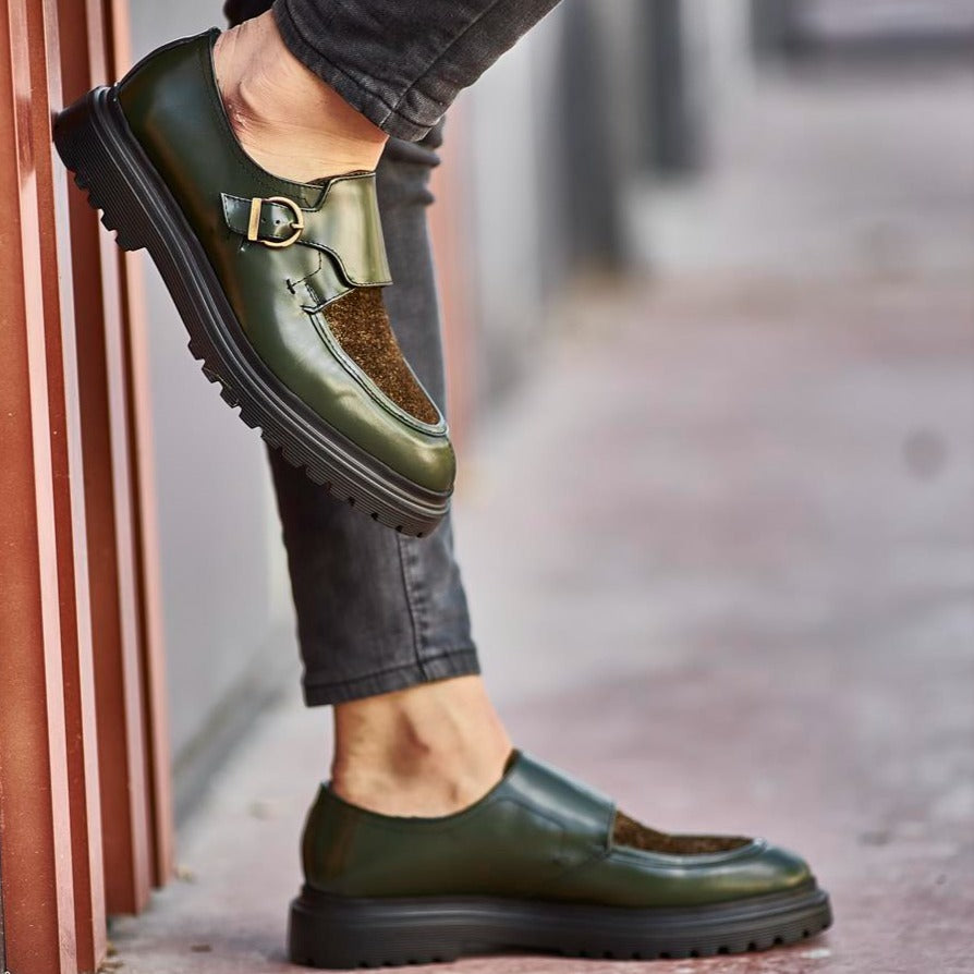 Khaki Calf Single Monk Chunky