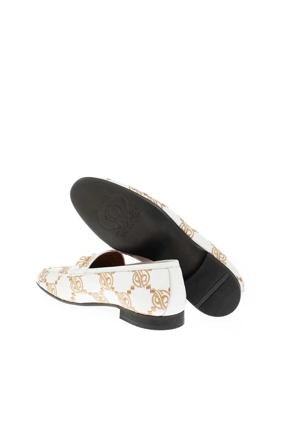 White Embroidered Nappa Leather Loafer