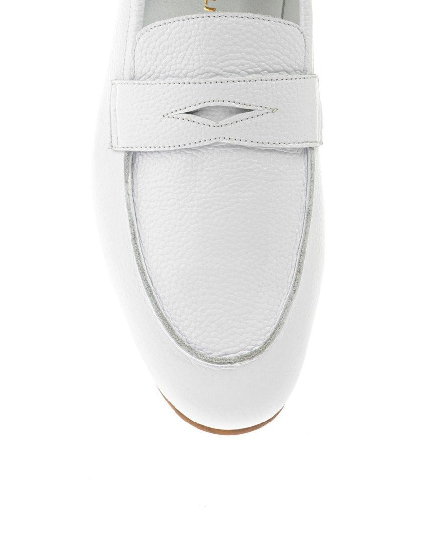 White Grainy penny Loafer