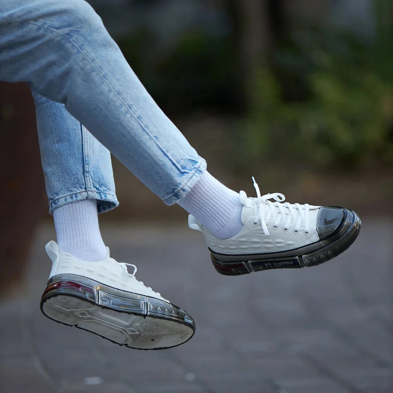 White Casual Gel Sole Sneakers