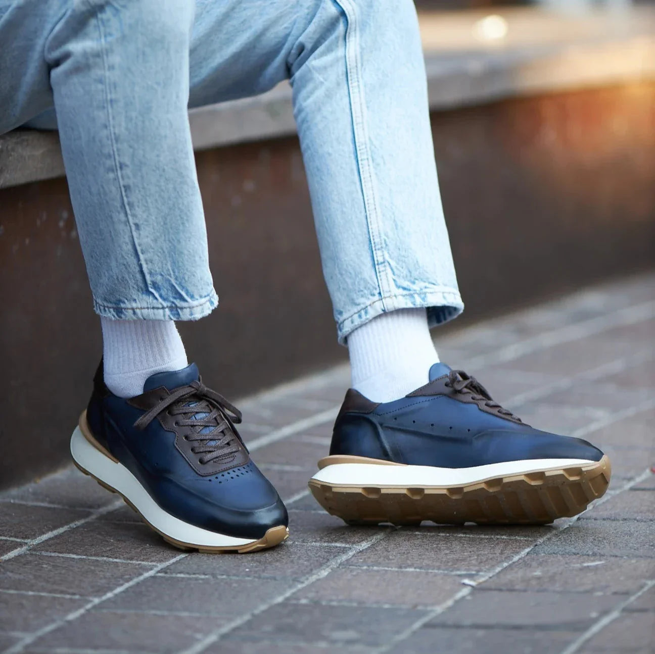 Blue Calf Leather Runners