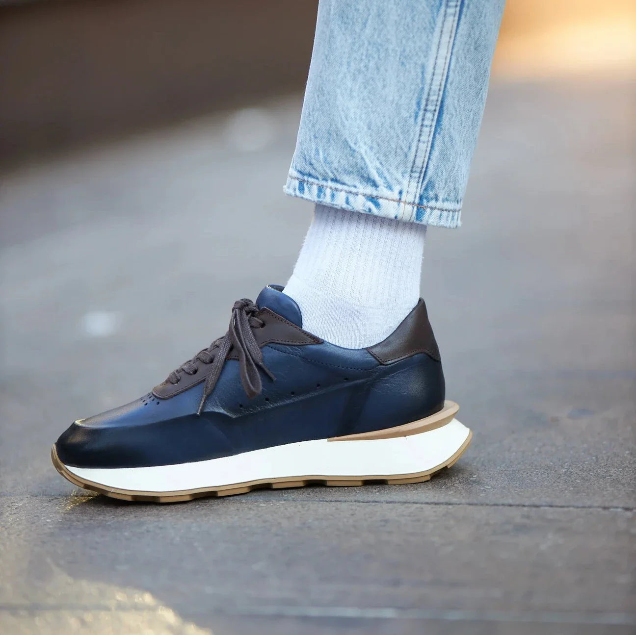 Blue Calf Leather Runners