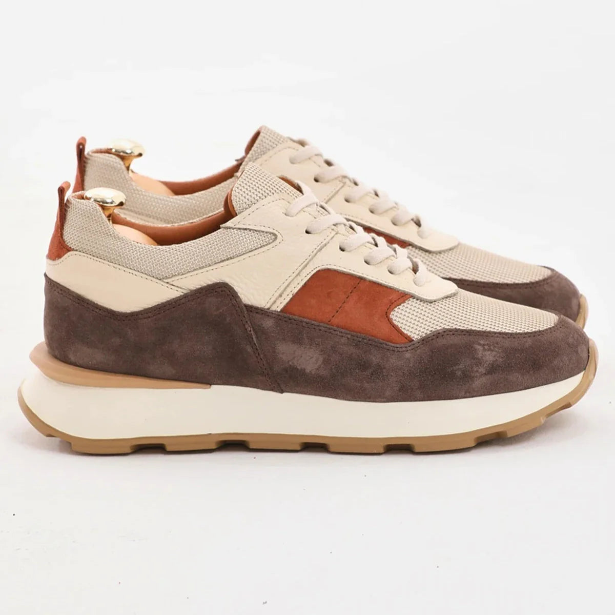 Beige And Brown Suede Runners