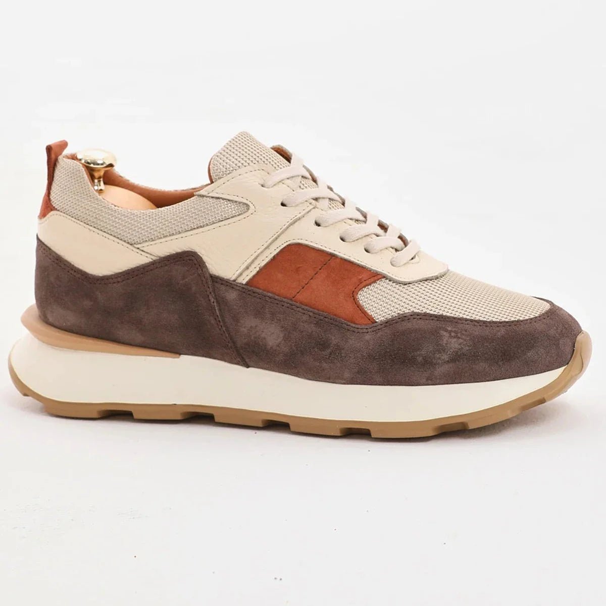 Beige And Brown Suede Runners