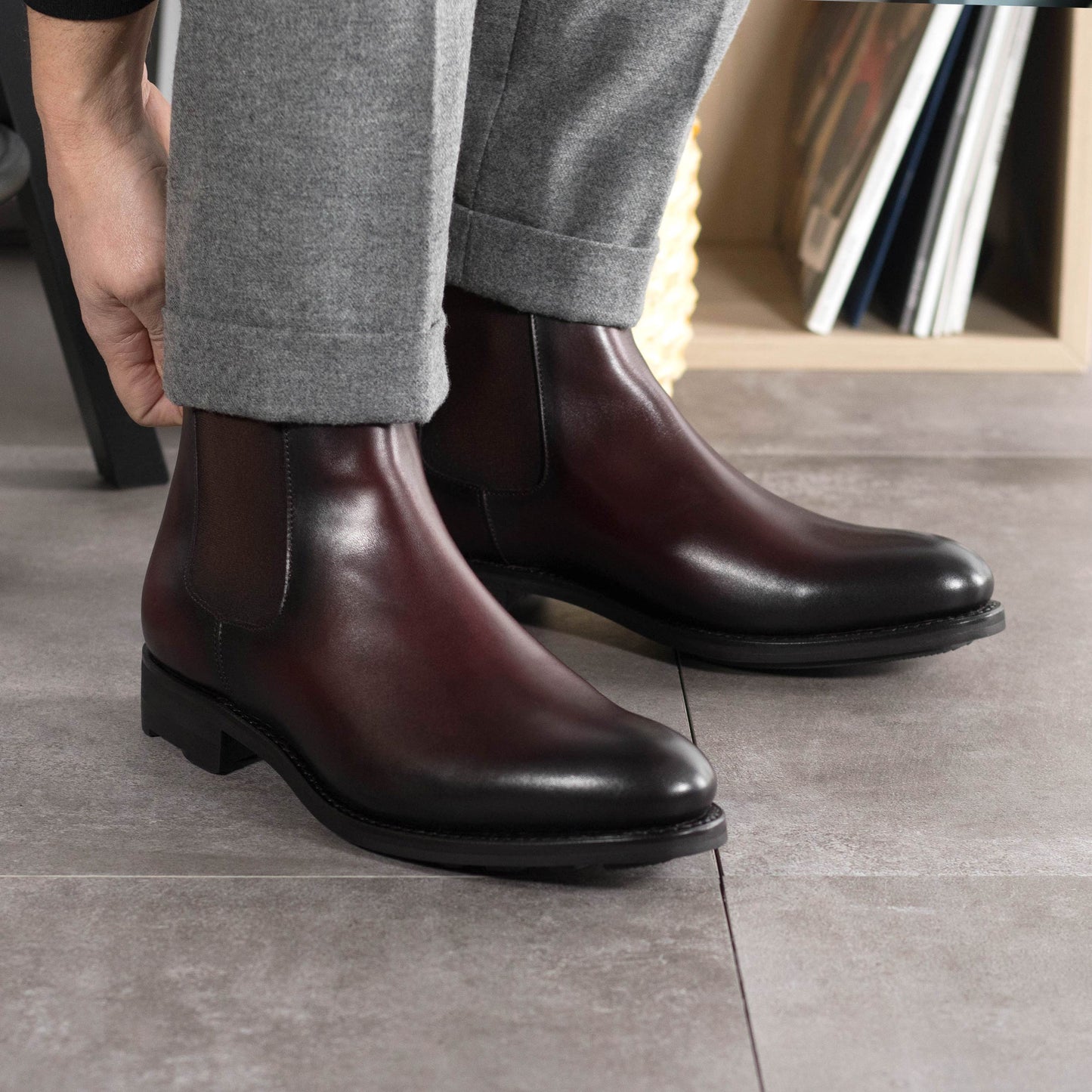Burgundy Box Calf Chelsea Boots