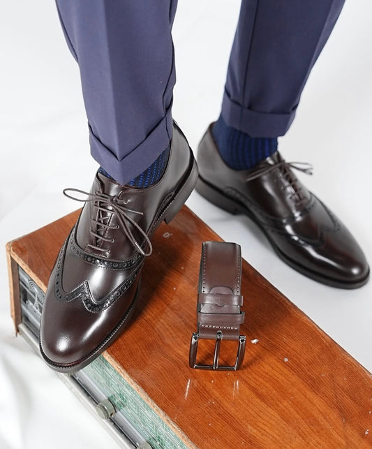 Classic Brown Wingtip Dress Shoes