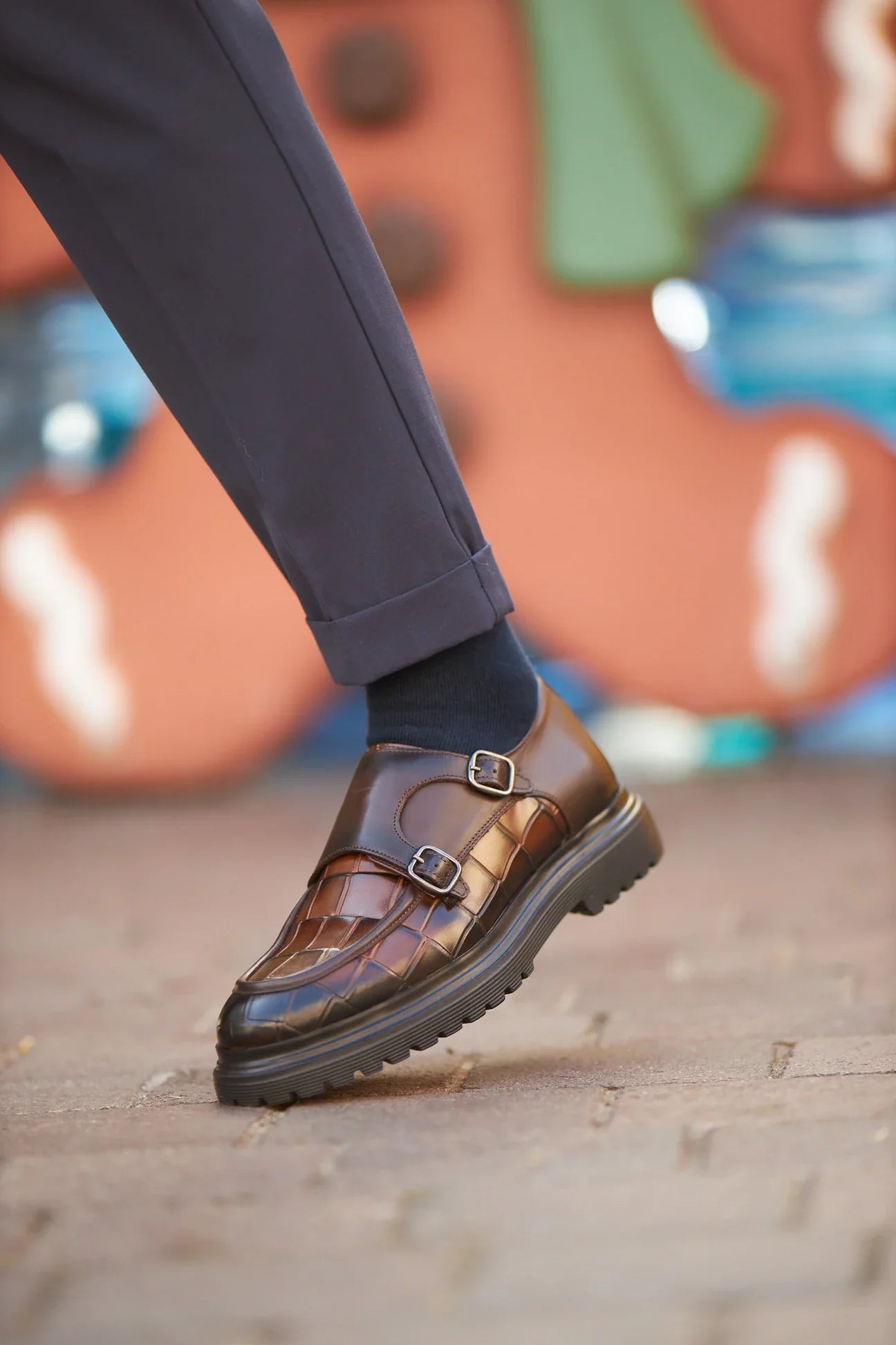 Brown Croc Double Monk