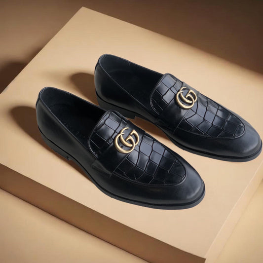 Black Vamp Croc Loafer-AL53