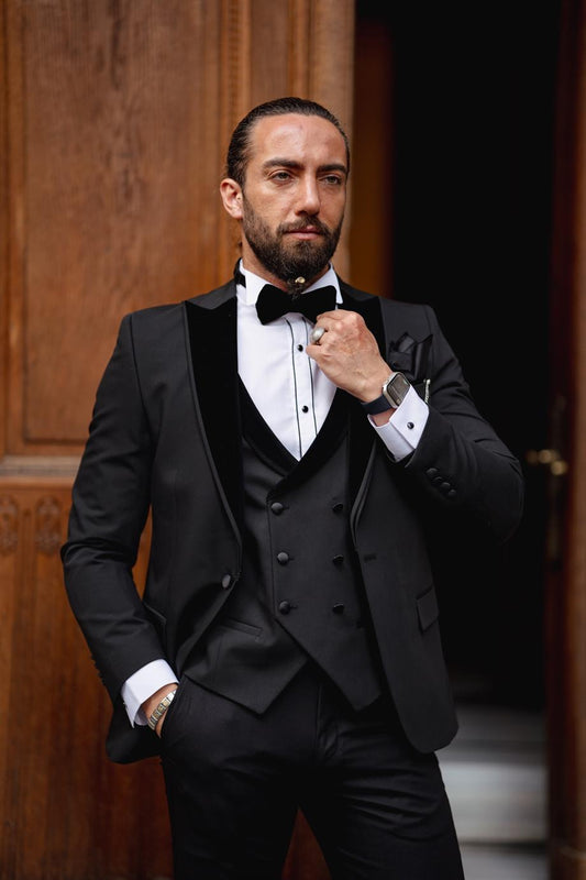 Men's Velvet Satin Collar Tuxedo Suit