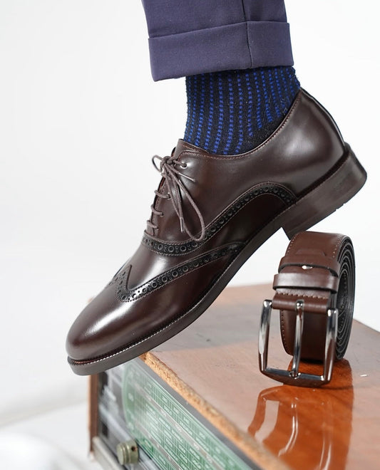 Classic Brown Wingtip Dress Shoes