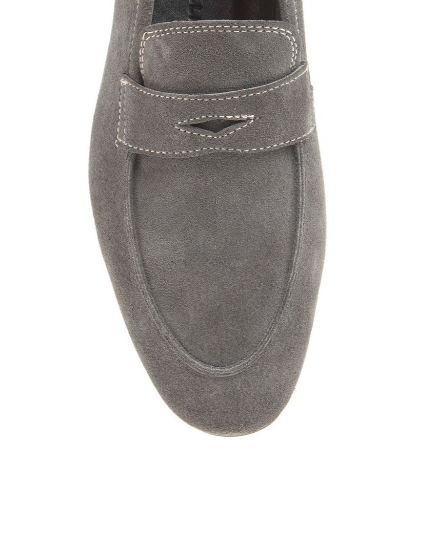 Grey Suede Penny Loafer